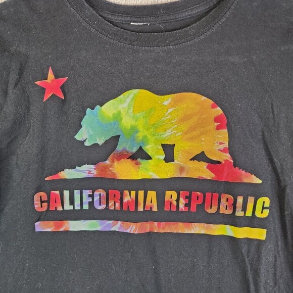 Mens California Republic State Beautiful Rainbow Bear T-shirt Size Large - Picture 3 of 8